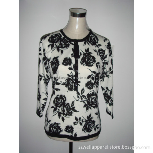 Ladies' Flower Print Sweater (SZWA-0923)